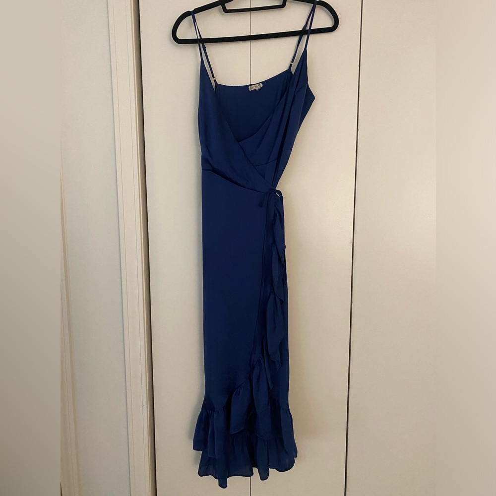 Blue maxi wrap dress